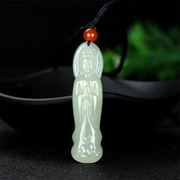 hot selling natural hand carve hetian yu cyan guanyin necklace pendant fashion jewelry accessories men women luck gifts1