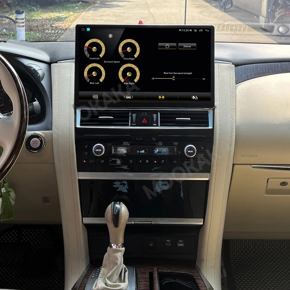 Фото 14,6-дюймовая автомобильная магнитола для Nissan Patrol Y62 2012-2020, Android Auto, мультимедийный плеер, панель управления климат-контролем, DSP, Carplay, навигация GPS №4
