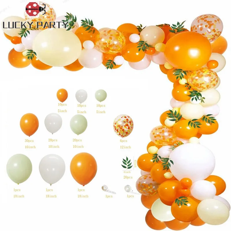 

Little Cutie Baby Shower Decorations Orange Balloon Garland Backdrop for Girl TangerineTheme Baby Shower Birthday Party Supplies
