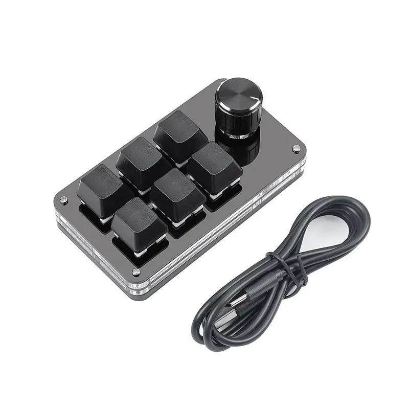 

USB мини-клавиатура на заказ макро 3/6 клавиши 1 ручка быстрая копия и вставка RGB Bluetooth механическая клавиатура для игр Hotswap