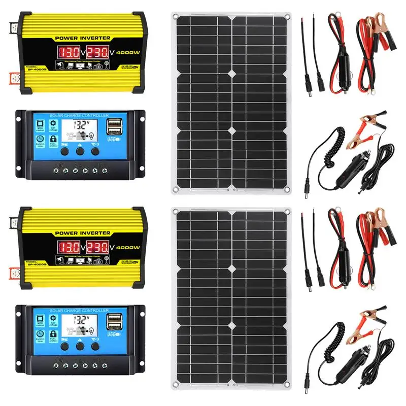 

Solar Panel System 12 Volt Solar Panel Complete System 300 Watt Converter Inverter DC 12V To AC 110V/220V Solar Power Converter