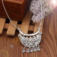 vintage tibetan geometric craved water drop tassel necklaces bohemian statement necklaces for women party jewelry collier