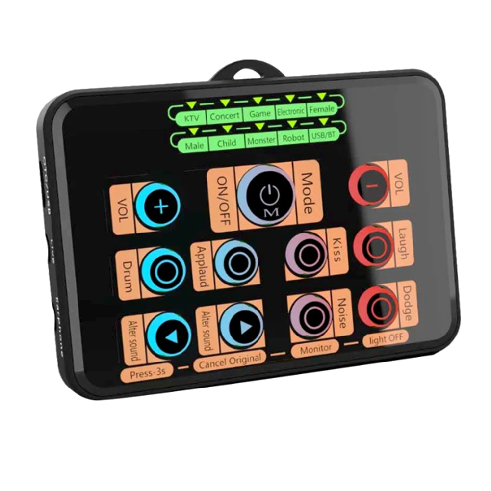 

Universal Voice Changer Mini Sound Card Multiple Sound Effects Portable Live Broadcast Voice Modulator Card