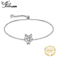jewelrypalace new arrival cat 1 7ct round cz simulated diamond 925 sterling silver adjustable link bracelet for woman jewelry