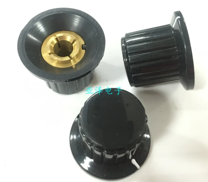 

5pcs High quality black cap lock screw potentiometer knob 25*19 diameter 6 mm copper core is suitable for the 6mm diameter shaft