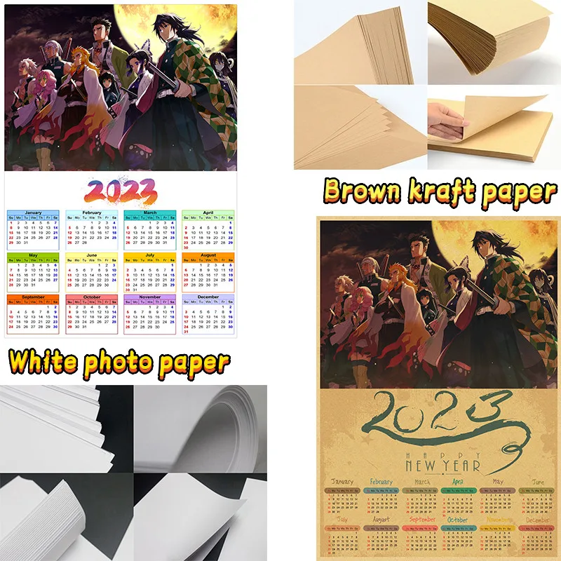 2023 календарь анимационная игра белая фотобумага коричневая крафт-бумага бар