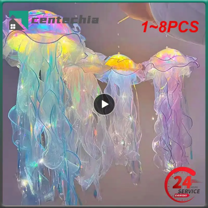 

1~8PCS Jellyfish Lamp, Portable Flower Lamp, Girl Room Atmosphere Decoration Lamp, Bedroom Night Lamp, Home Decoration