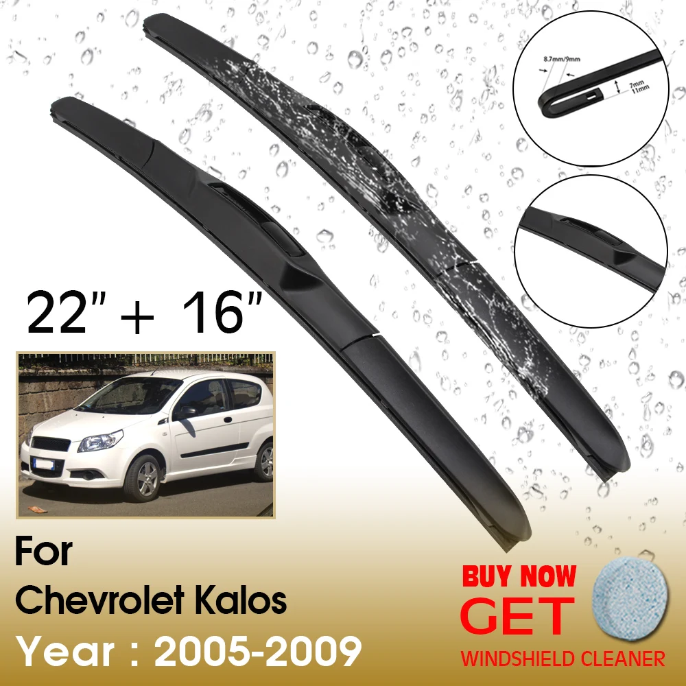 

Car Wiper Blade For Chevrolet Kalos 22"+16" 2005-2009 Front Window Washer Windscreen Windshield Wipers Blades Accessories