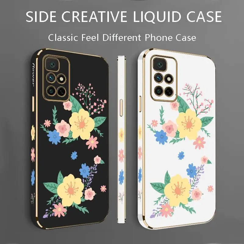 Warm Flowers Luxury Plating Phone Case For Xiaomi Redmi 10 10A 12C 9 10C 9T 9A A1 9C Cover