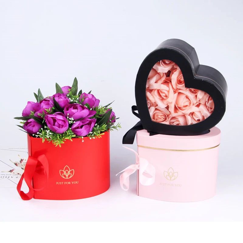 

Double Layer Gift Box Christmas Present Box Flower Packaging Paper Bag Gift Storage Box Florist Bouquet Flower Box With Lid