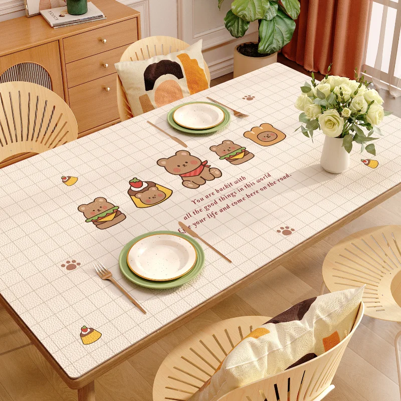 

Table Mats Are Washable, Oil Resistant Waterproof And Scald Resistant Light Luxury, High-End Rectangular Leather Tablecloth