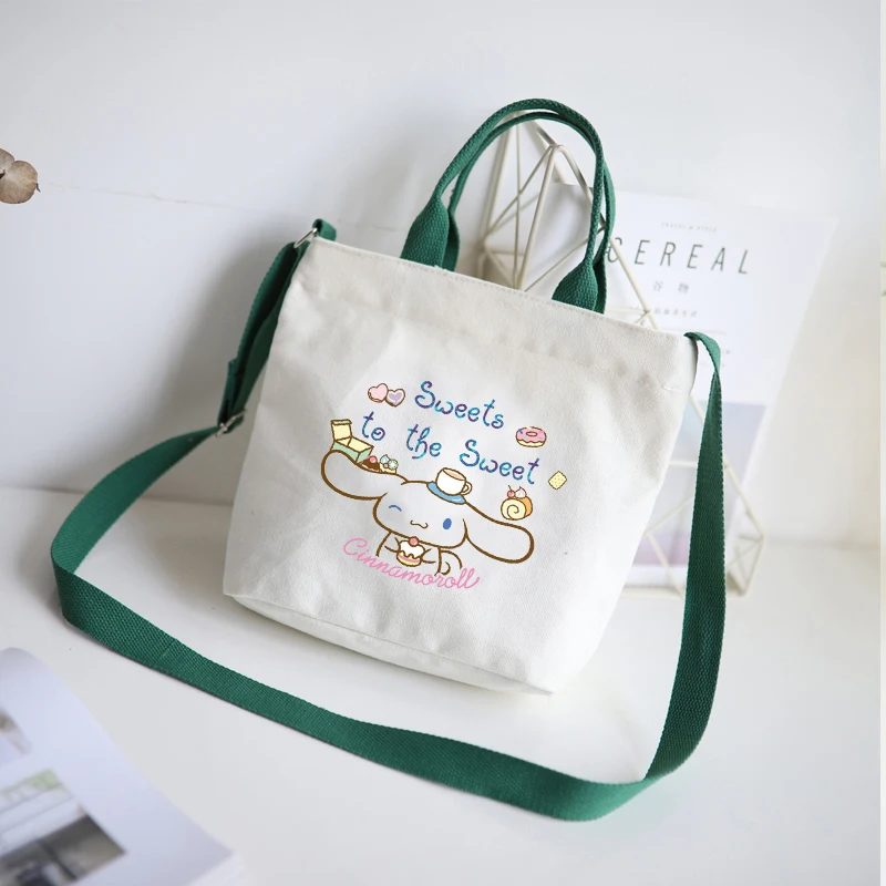 

Kawaii Sanrio Cinnamoroll Tote Canvas Bag Women's Bag Hand Bag One Shoulder Portable Lunch Bag Mini Schoolgirl Messenger Bag