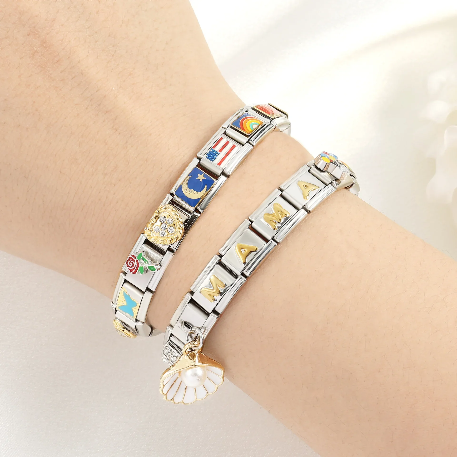 Модные Лоскутные браслеты Uilz из нержавеющей стали оптовая продажа Женский