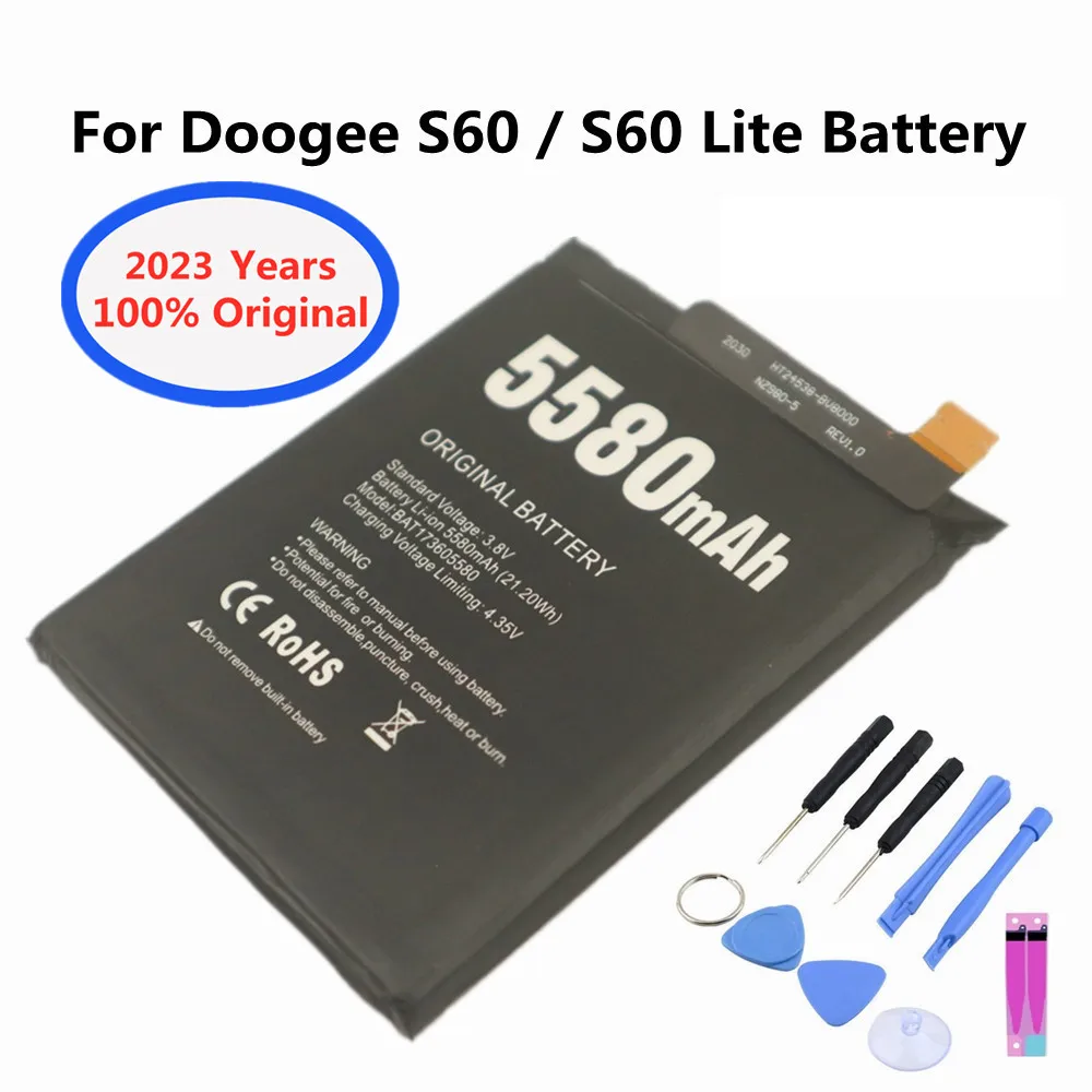 

2023 Years New 5580mAh Original Battery For DOOGEE S60 BAT17S605580 backup battery Smart Phone batteries Bateria + Tools