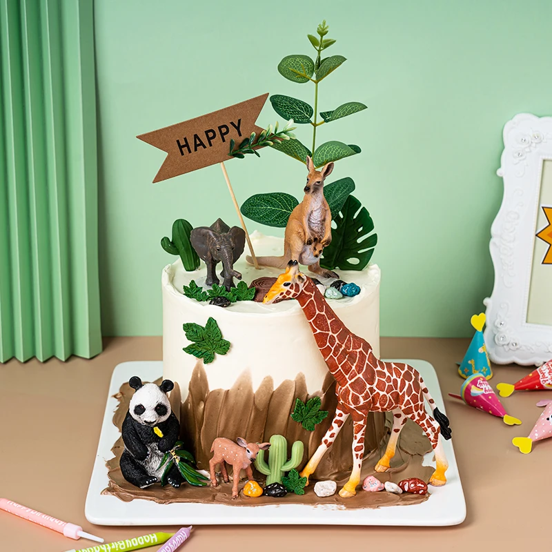 

Pvc Animal World Giraffe Zebra Elephant Panda Cake Topper Boy Birthday Forest Theme Party Dinosaur Baking Decor Kids Favor Gifts