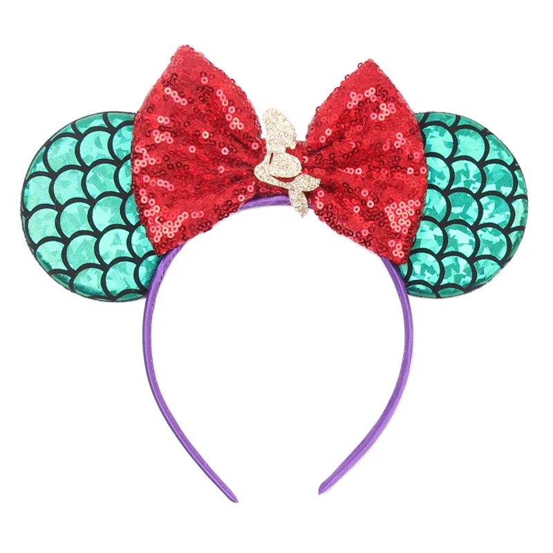 

Girl Bow Mermaid Mouse Ears Headband Sequin Hair Bows Hairband DIY Girls Hair Accessories For Kids Trendy Spring Haarband Mujer