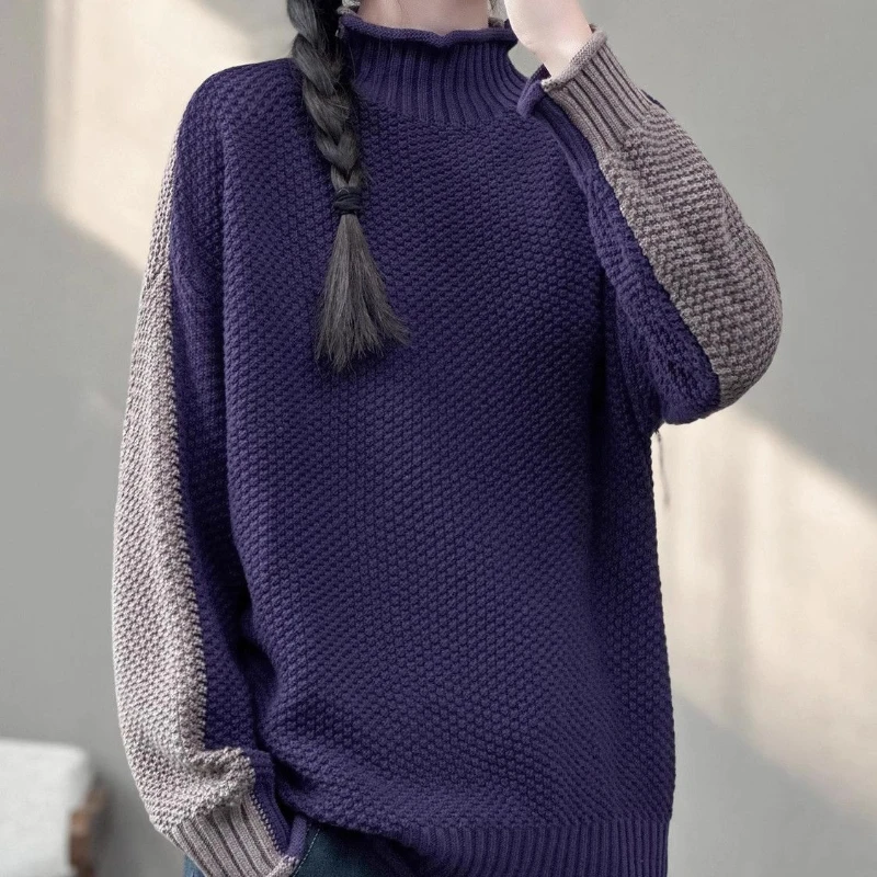 Два в одном высокие пуловеры с вырезом на осень и зиму художественная корейская