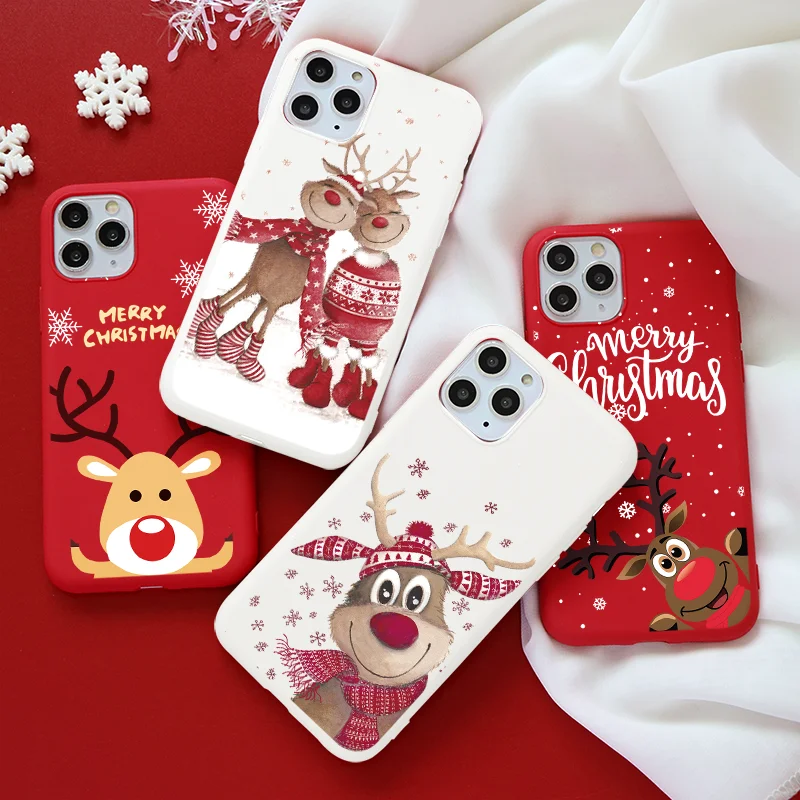 

Christmas Deer Phone Case For Samsung Galaxy A51 A50 A70 A71 A32 A52 A21S A72 A12 M12 A05S A30S Lovely Xmas Silicone Back Cover