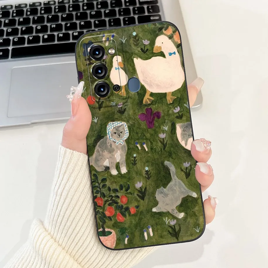 For Itel P38 S17 Case S661W Shockproof Cover Cute Cartoon Panda Soft Silicone Matte Fundas Vision 3 Vision3 Phone Cases