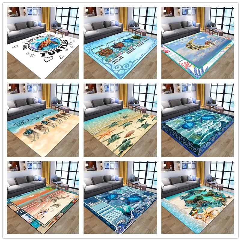 3D пляжный коврик с принтом морской черепахи, рандомный коврик для гостиной, спальни, напольный коврик в комнате, пушистый коврик, Прямая поставка