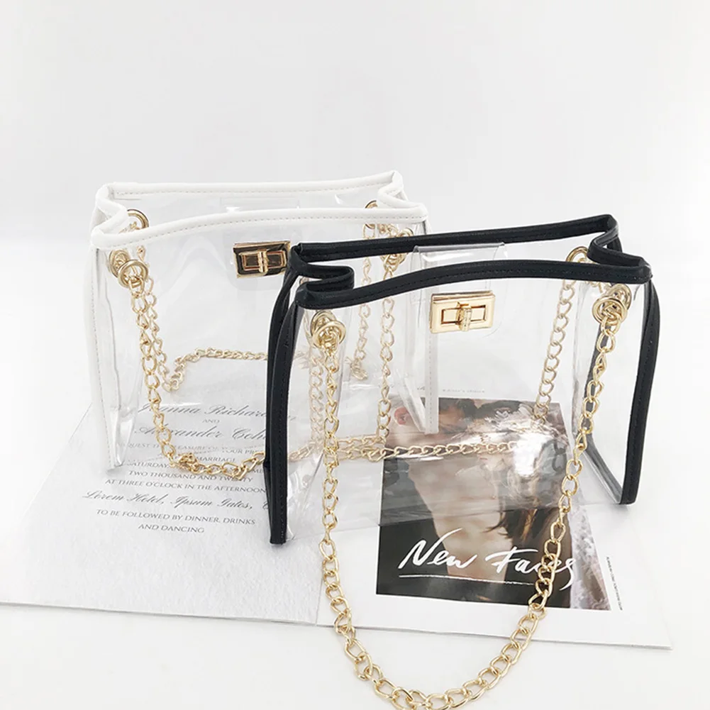 

Women's Bag European and American New Simple Wandering Bag transparent PVC fashion chain One Shoulder Messenger Bag