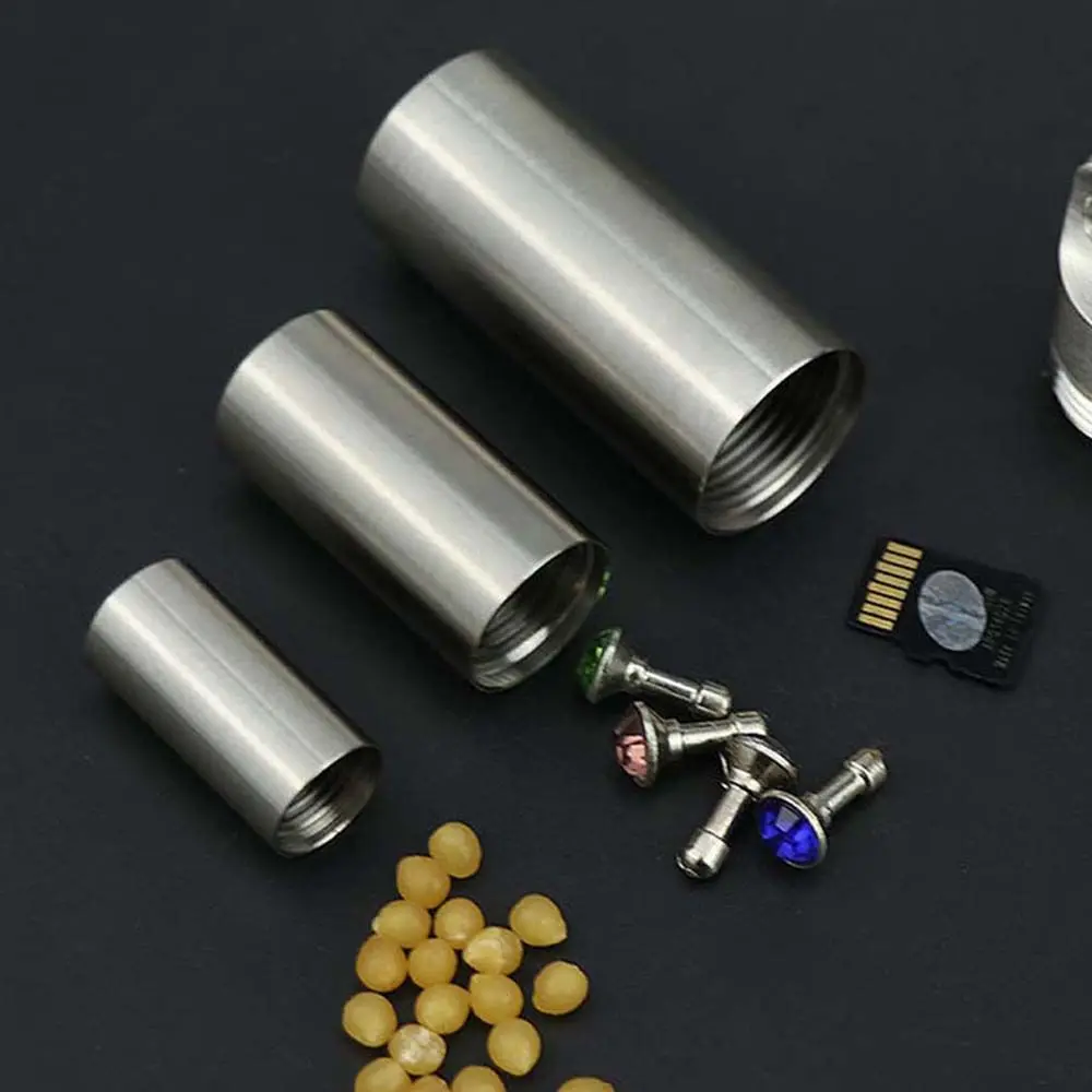 

Портативный водонепроницаемый контейнер для хранения таблеток, герметичный контейнер из нержавеющей стали для витаминов, мини-медицински...