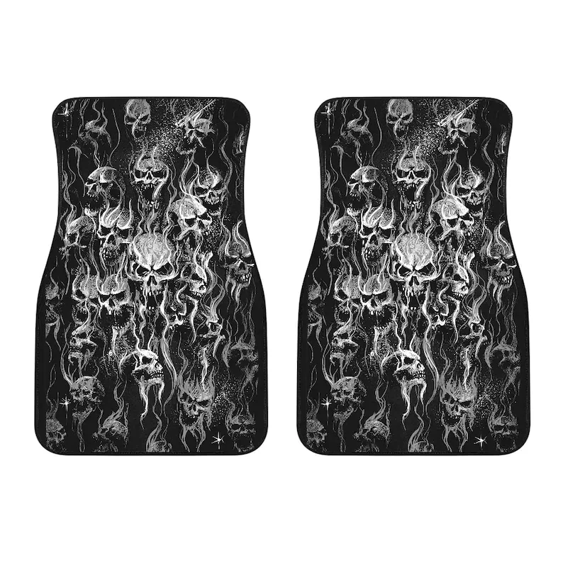 

Skull Smoke Car Floor Mats Set of 2-Skull Car Accessories-Skull Car Mat Floor Mats