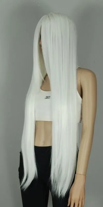Оптовая продажа белый длинный пышный Стильный парик для косплея длиной 1 м