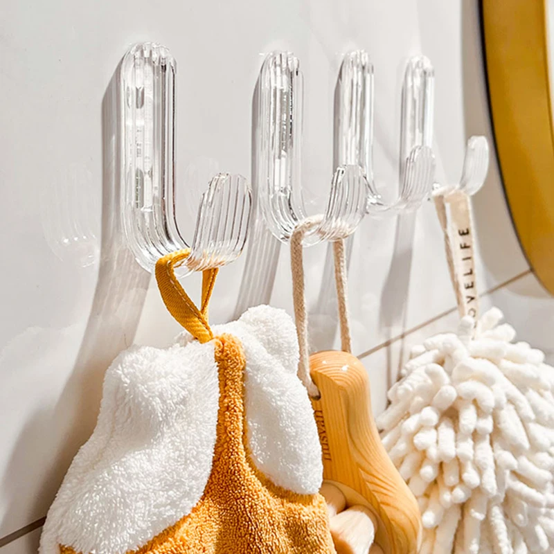 

Самоклеящиеся прочные крючки для ванной комнаты, настенный крючок без отверстий, акриловые держатели для одежды, липкие прозрачные крючки ...