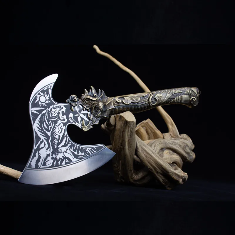 Нож топорик пружинное лезвие из стали ручка сплава кованый кухонный нож Longquan для