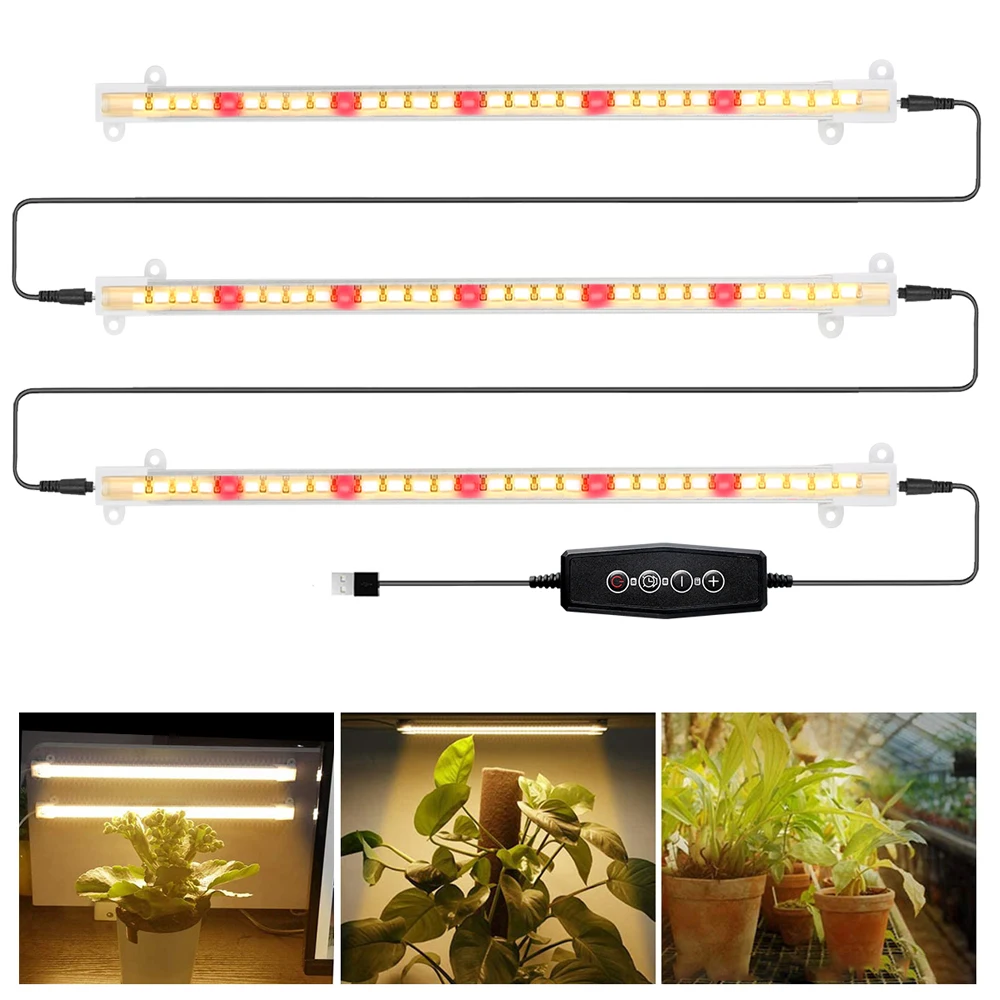 

LED Grow Light Tube Phyto Lamp For Plant Hydroponic Full Spectrum Fitolampy For Indoor Flower Growing Lamp With Timer Controll