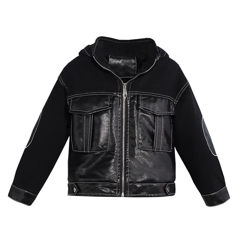 

Fashion Street Style Children Outwear Print Letter Plus Velvet Hooded Children's Clothing Boys Winter Thickened Boys Clothes