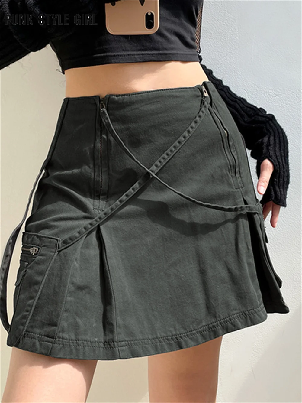 

2022 Y2k Retro Mini Cargo Skirts Women Summer Chic Pockets Patchwork A Line Skirt Trendy 90s Casual Vintage Grunge Miniskirt