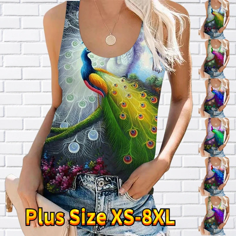 

Женская Повседневная майка с 3D принтом, Свободные повседневные уличные топы с U-образным вырезом, стандартные свободные топы, 2023