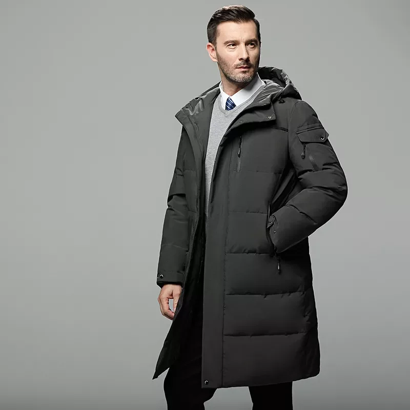 2022New Winter Warm Down Jacket 2021 New Arrivals Men Fashion Hooded Water-resistant Windproof Long Down Jacket Male Puffer Coat