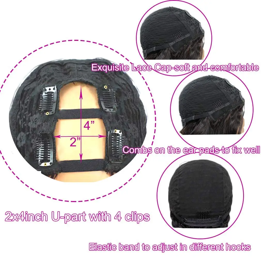 Body Wave U Part Wigs 100% Human Hair Brazilian Virgin Hair Wigs For Women Remy Hair Glueless Wigs Full Head Clip in Half Wigs