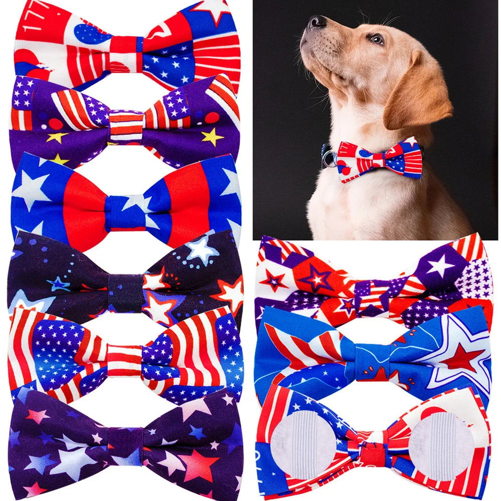 

8PCS Independence Day Dogs Necktie Pet Bowties Grooming Fashion Dogs Bowknot for Puppy Pet Itms Pet Accessories Dog Suppplies