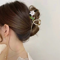 new women metal hair claw elegant gold flowers hair clips barrette crab headband ponytail clip headwear hair accessories