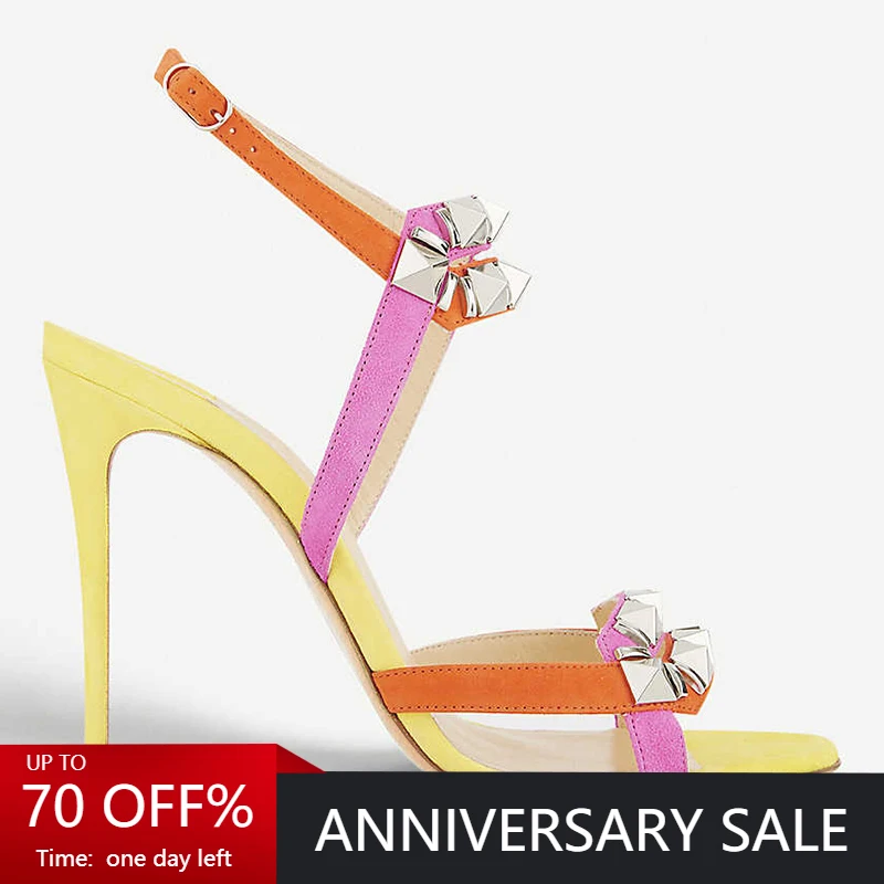 

Women Stiletto Thin High Heels Ankle Strap Sandal Sexy Bridal Evening Party Dress Shoe Rivet Fashion Ball Lady Sandals 7-I-SL-6