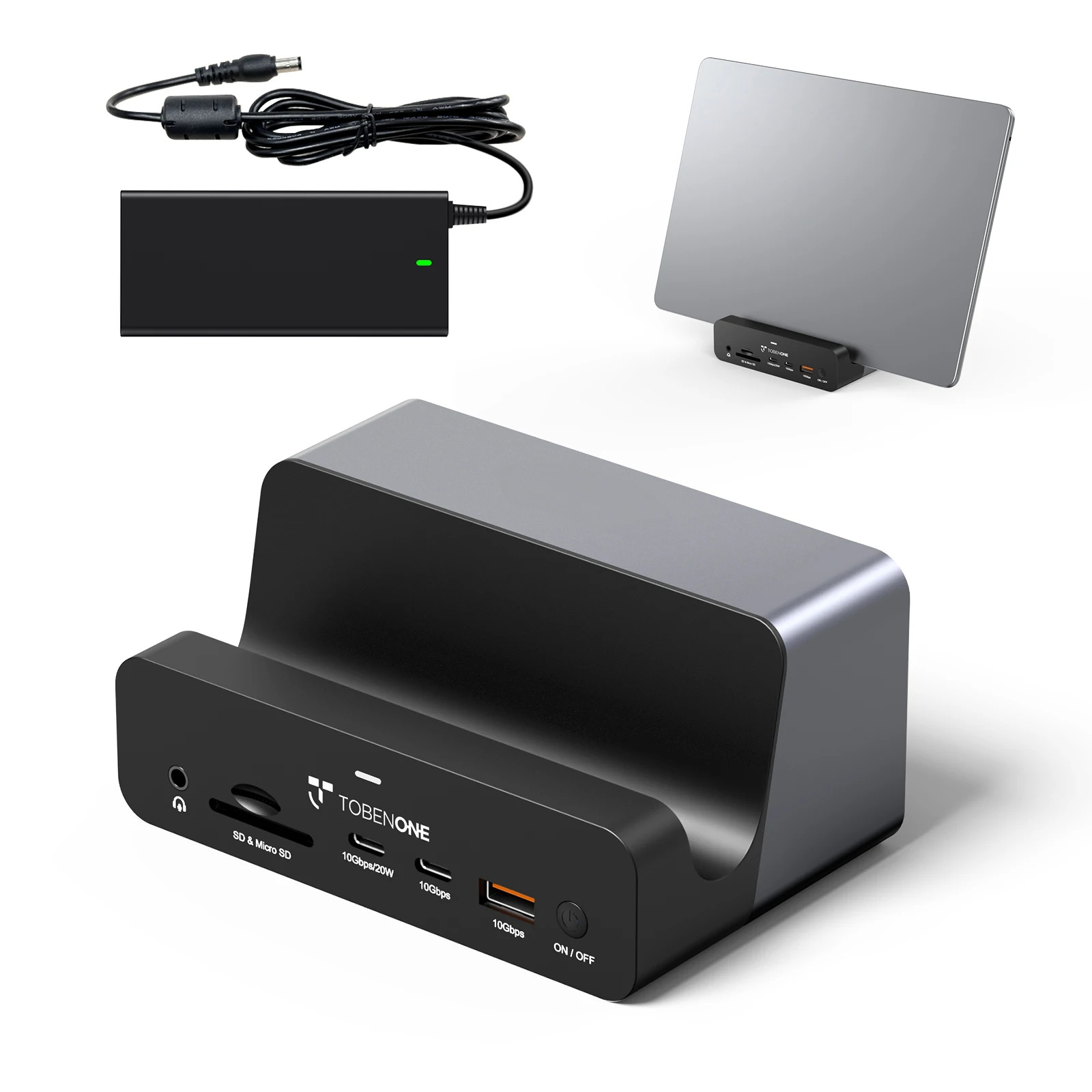 Док-станция для монитора TobenONE 18-в-1 тройная 4K при 60 Гц с блоком питания 150 Вт Ethernet 2 5
