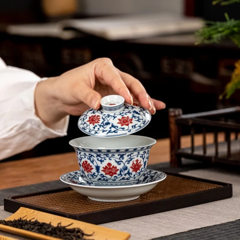 Цзиндэчжэнь Qitang античная грязевая глазурованная красная синяя и белая