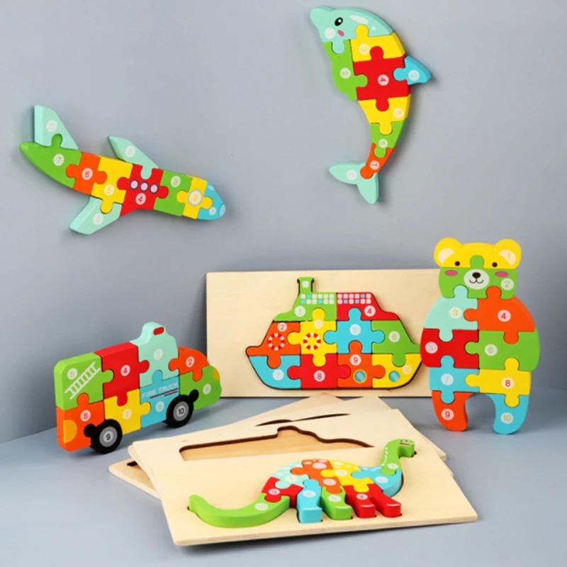 

Children‘s Puzzle Board Toys Digital Clasp Animal Stereoscopic Puzzles
