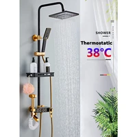 space aluminum shower head wall mounted bathtub shower mixer tap shower set black gold rain shower bath faucet bathroom faucet