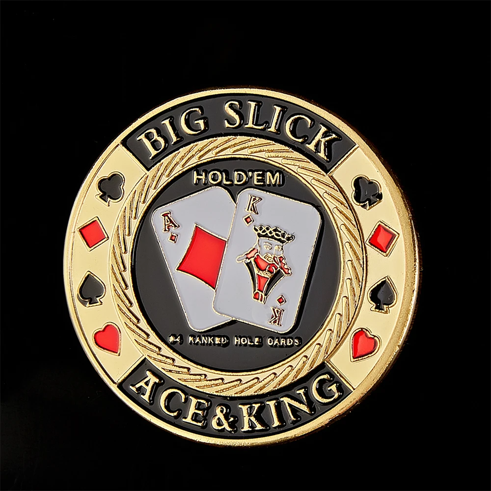Фишки для покера The Big Slick Ace&ampKing Casino позолоченная монета сувенирная