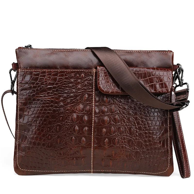 

Layer First Men's Messenger Men's Bag Casual Leather Briefcase Business Horizontal Shoulder Crocodile Bag Cowhide Bag Pattern