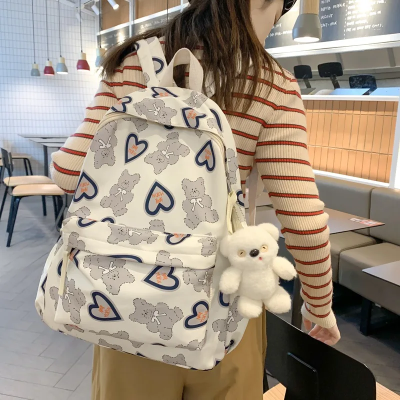 

Cartoon Cute Girls School Bags for Teenagers Middle Student Backpack Women Nylon Bookbag Korean Bagpack