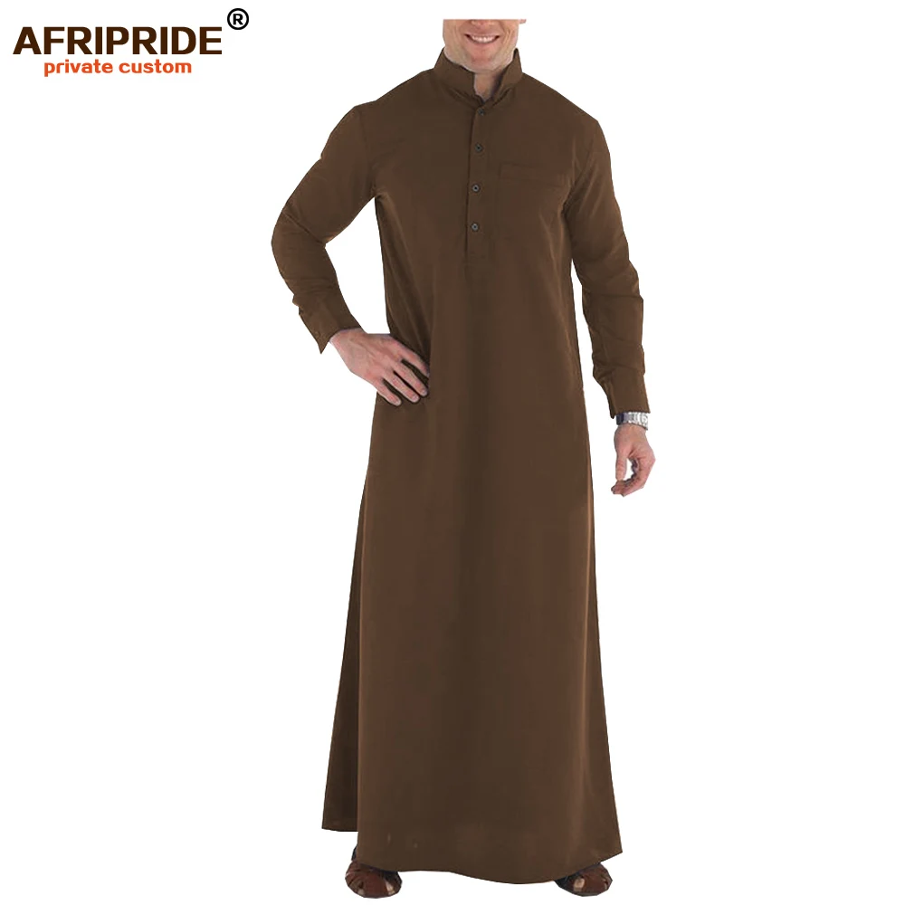 Muslim Clothing for Men Jubba Thobe with Long Sleeves and Packet Plus Size Islamic Clothing Muslim Dress AFRIPRIDE A2014002