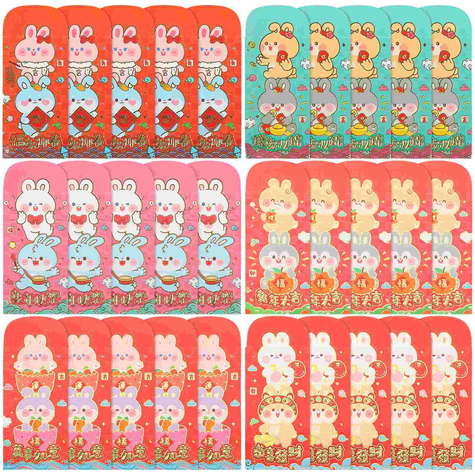 

30pcs Cartoon Rabbit Pattern Red Envelopes Red Envelopes for The Year of Rabbit