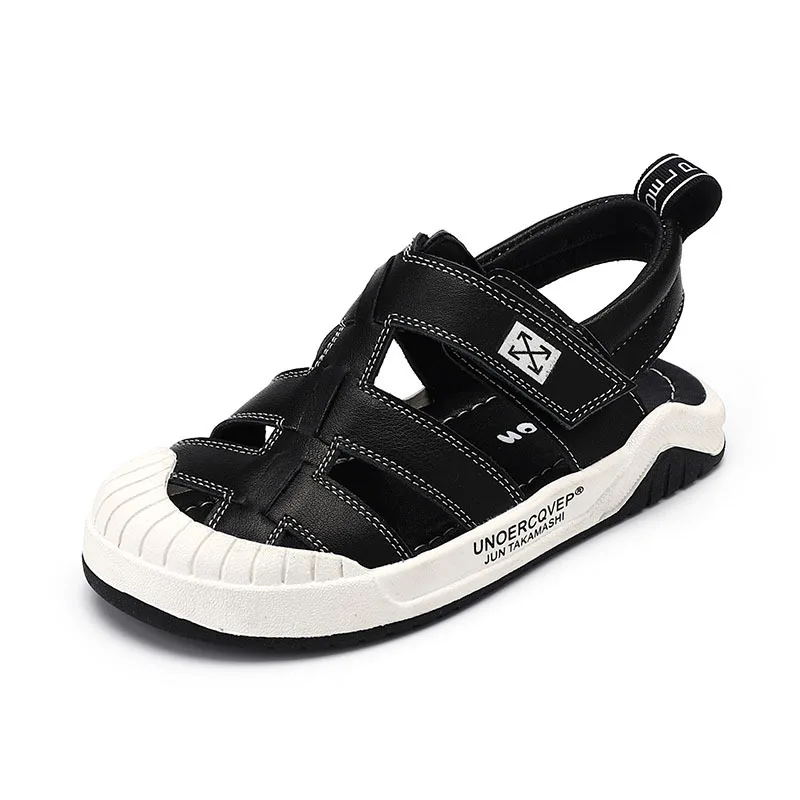 Cow Leather sandals for Boys Girls Sandal For Baby Shoes Anti-Slip Children Sandals Fashion Designer Black Brown White Shoes