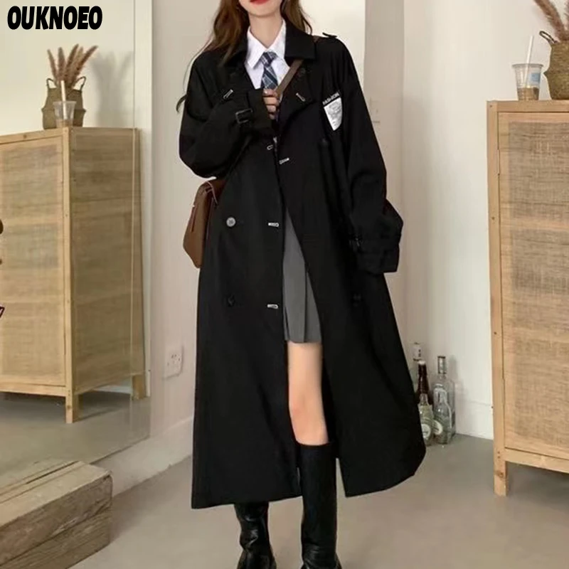 

Spring Women's Long Trench Coat Fashion Korean Streetwea Casual Jacket Loose Belt Raincoat Outwear 2023 Thin Woman Windbreaker